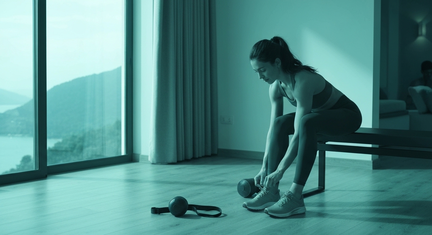 Persona preparándose para hacer ejercicio de forma tranquila y constante en casa