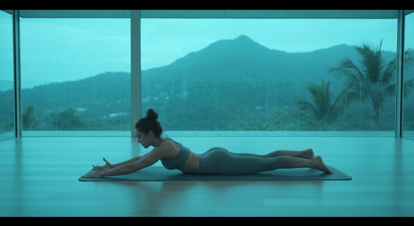 Persona realizando ejercicios suaves para la espalda baja en una alfombra de yoga en casa
