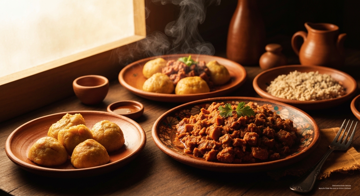 Plato de guiso de lentejas con arroz y tajada, ideal para vender en un negocio de comida casera.