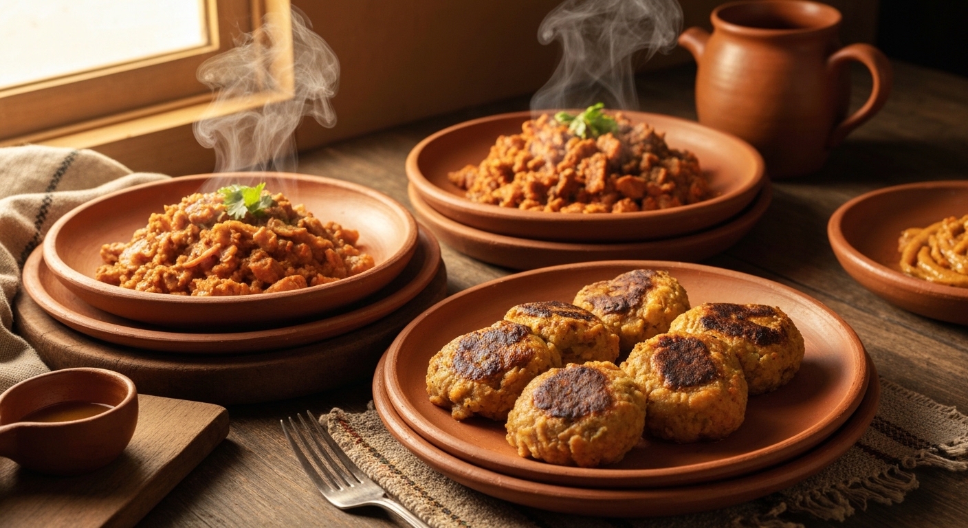 Arepas saludables hechas en casa con zanahoria y avena sobre un fogón tradicional