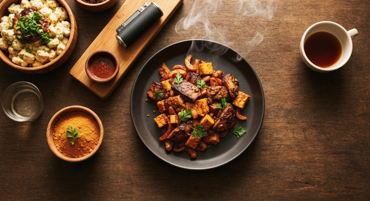Varios frascos de vidrio con capas de ensalada colorida y fresca sobre una mesa de cocina