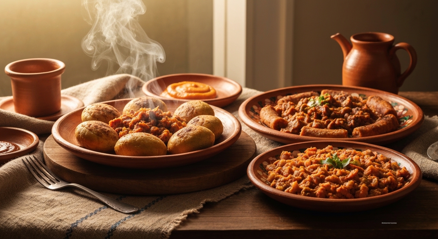 Plato de lentejas estofadas con papa y zanahoria servido con arroz blanco