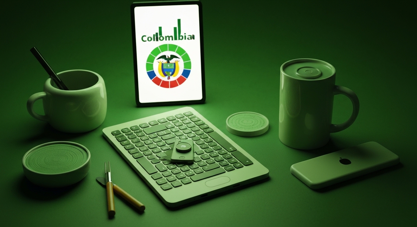 Inversionista analizando el índice COLCAP de la Bolsa de Valores de Colombia en una pantalla digital.