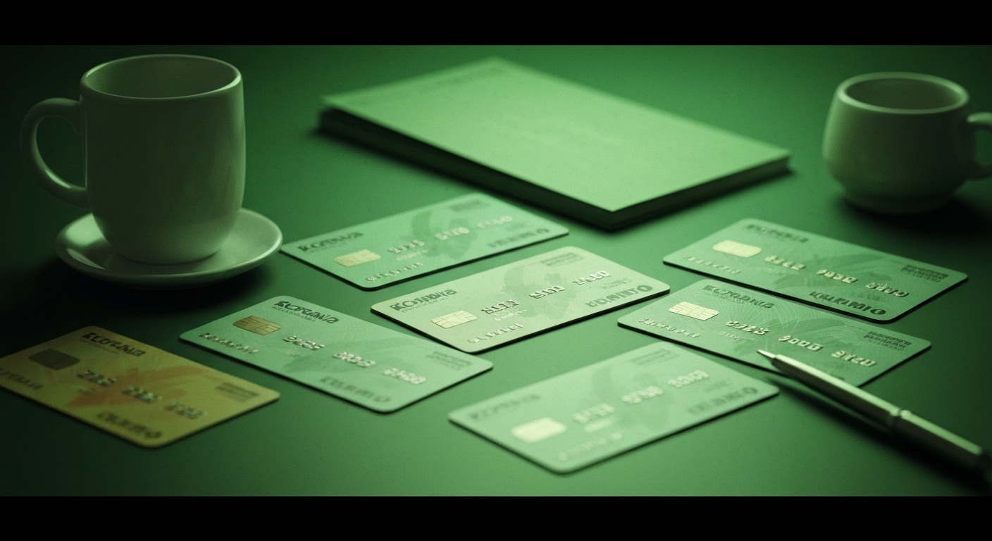 Persona comparando tarjetas de crédito digitales en su smartphone en Colombia
