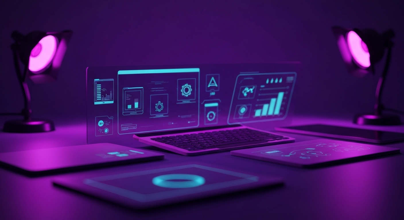 Profesional analizando datos de marketing automatizado con inteligencia artificial en una oficina moderna
