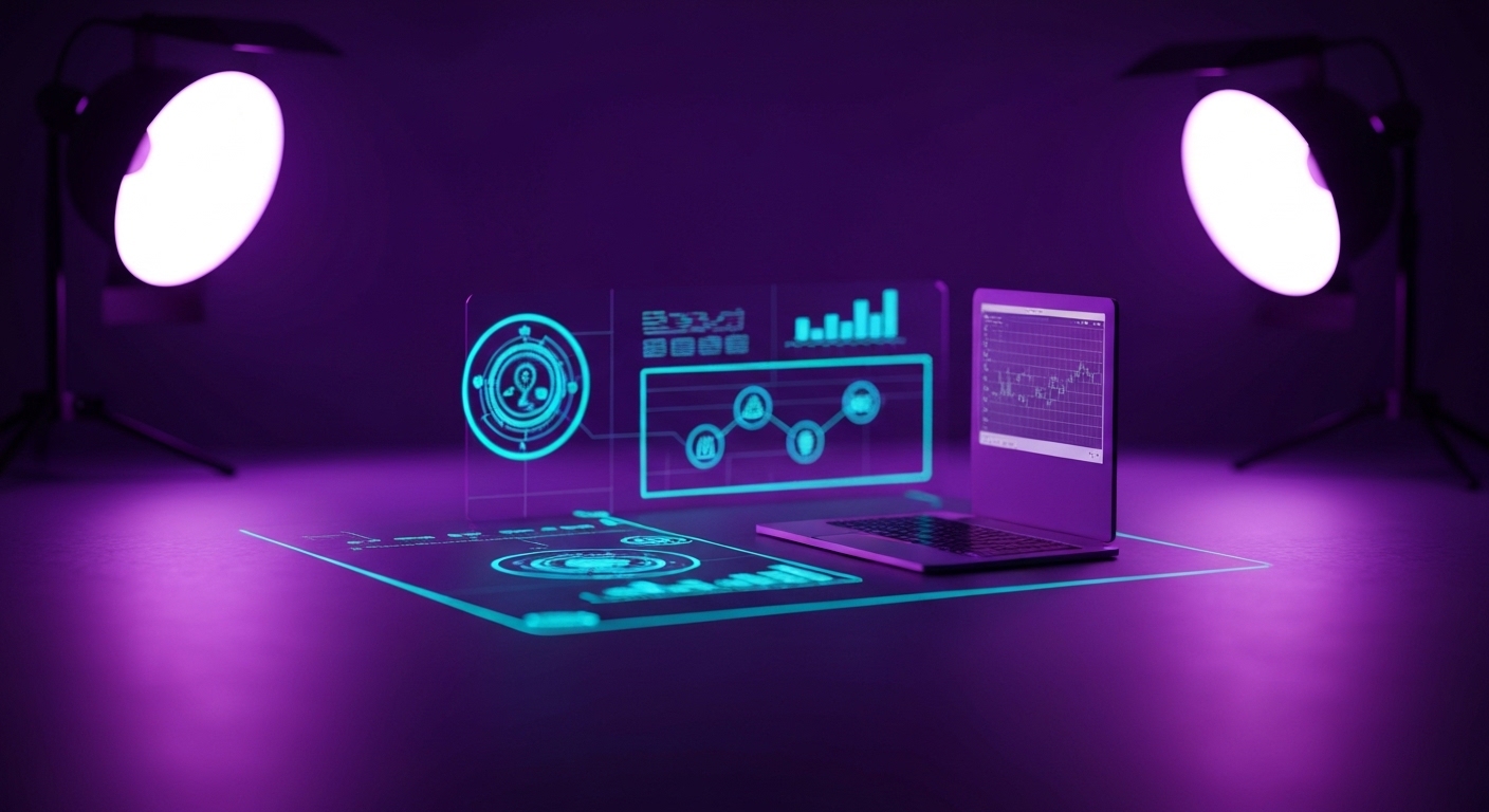 Profesional de marketing analizando datos de inteligencia artificial en una pantalla digital
