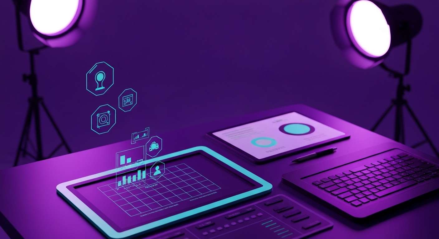 Profesional de marketing analizando datos de inteligencia artificial en una pantalla digital
