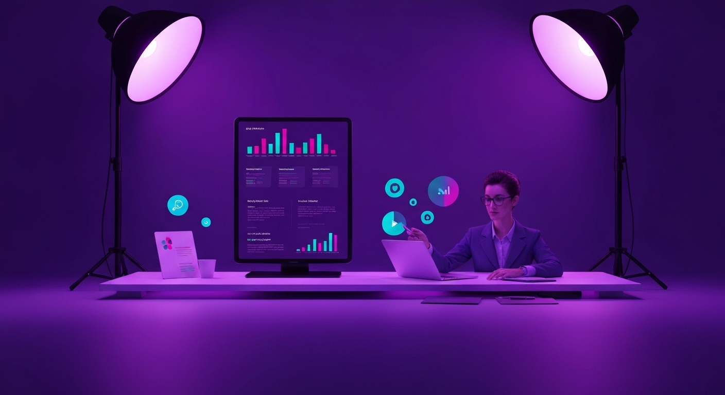 Profesional de marketing digital utilizando herramientas de inteligencia artificial para optimizar su estrategia de contenidos