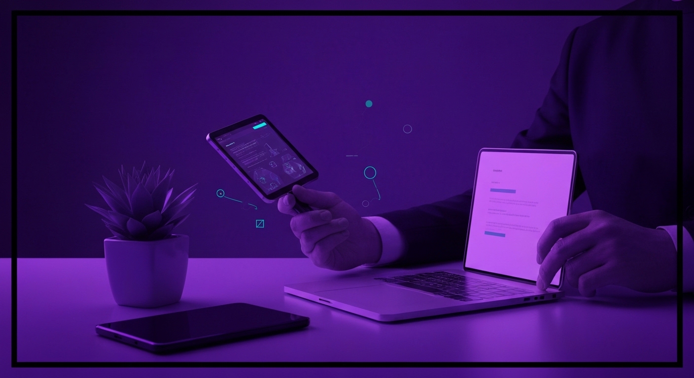 Profesional de marketing analizando datos de inteligencia artificial en una pantalla digital