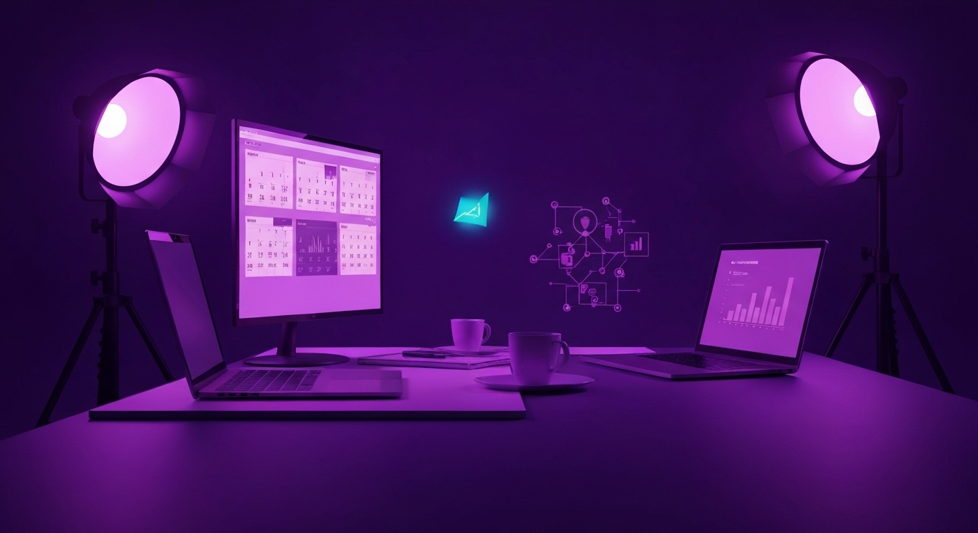 Profesional de marketing analizando datos de inteligencia artificial para estrategia de contenidos