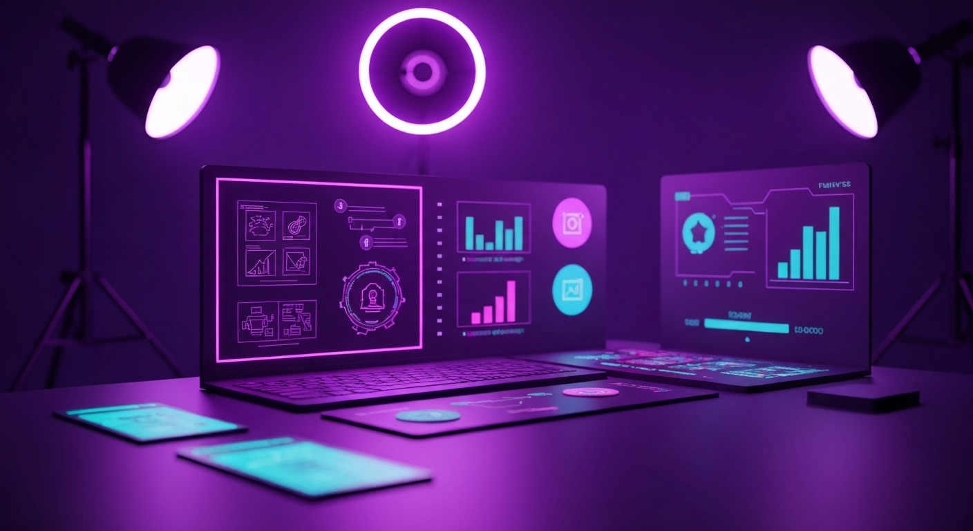Profesional de marketing analizando datos de inteligencia artificial en una pantalla digital