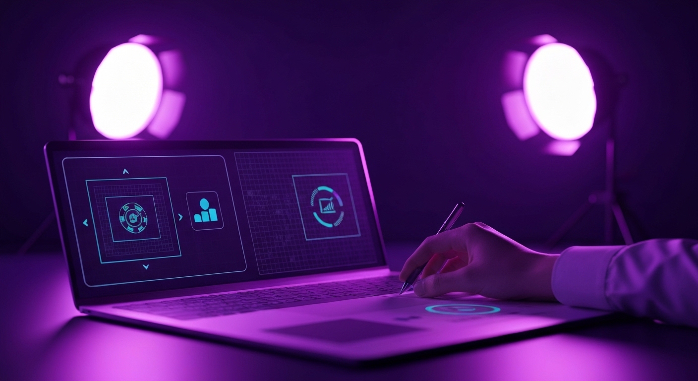 Profesional de marketing digital utilizando inteligencia artificial para planificar contenidos en redes sociales