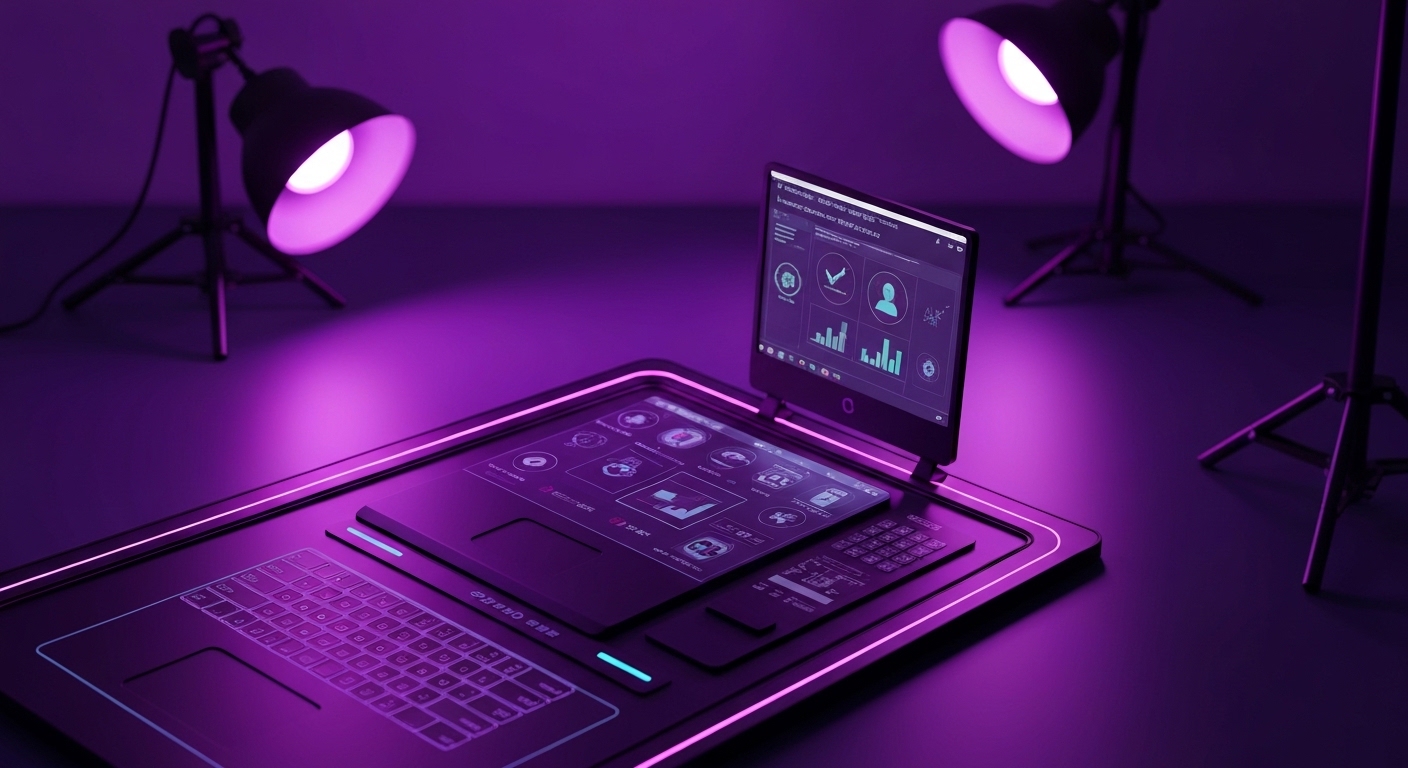 Profesional de marketing digital utilizando herramientas de inteligencia artificial para analizar datos y crear contenido estratégico.