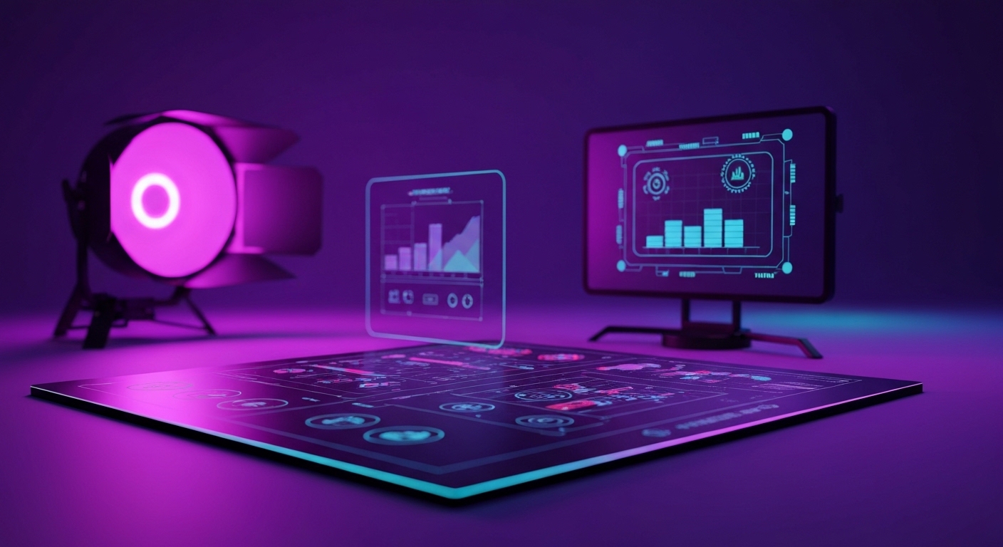 Profesional de marketing utilizando herramientas de inteligencia artificial para gestionar múltiples canales de contenido digital
