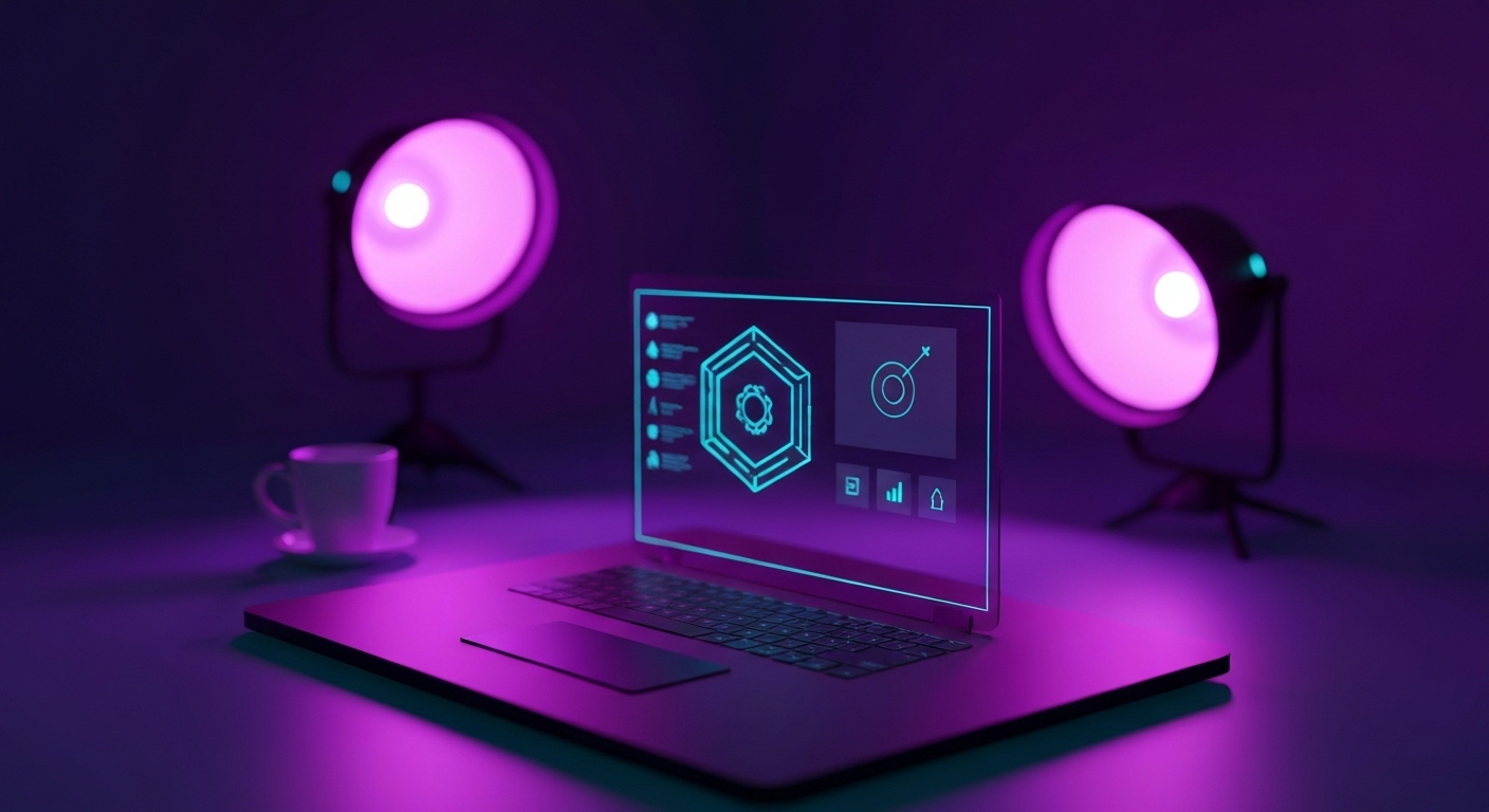 Profesional de marketing digital analizando métricas y flujos de trabajo de inteligencia artificial para redes sociales