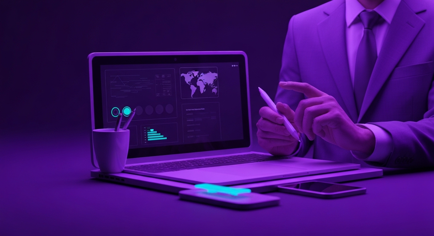 Profesional de marketing analizando datos estratégicos con asistencia de inteligencia artificial