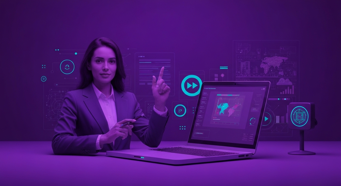 Profesional de marketing digital utilizando herramientas de inteligencia artificial para analizar datos y crear contenido estratégico.
