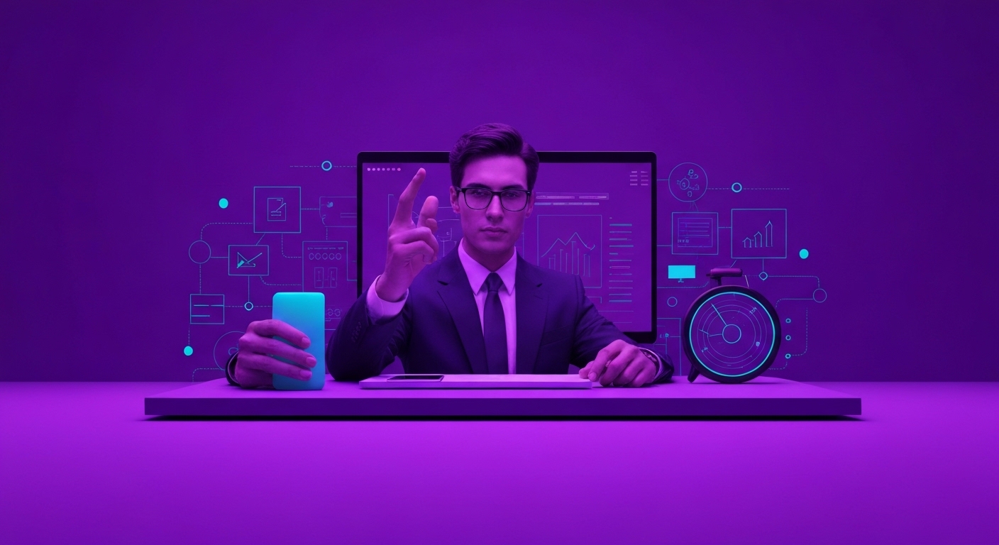 Profesional analizando datos de marketing digital con inteligencia artificial en una oficina moderna.