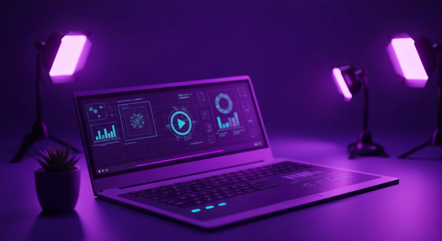 Profesional de marketing analizando datos de automatización e inteligencia artificial en una pantalla digital