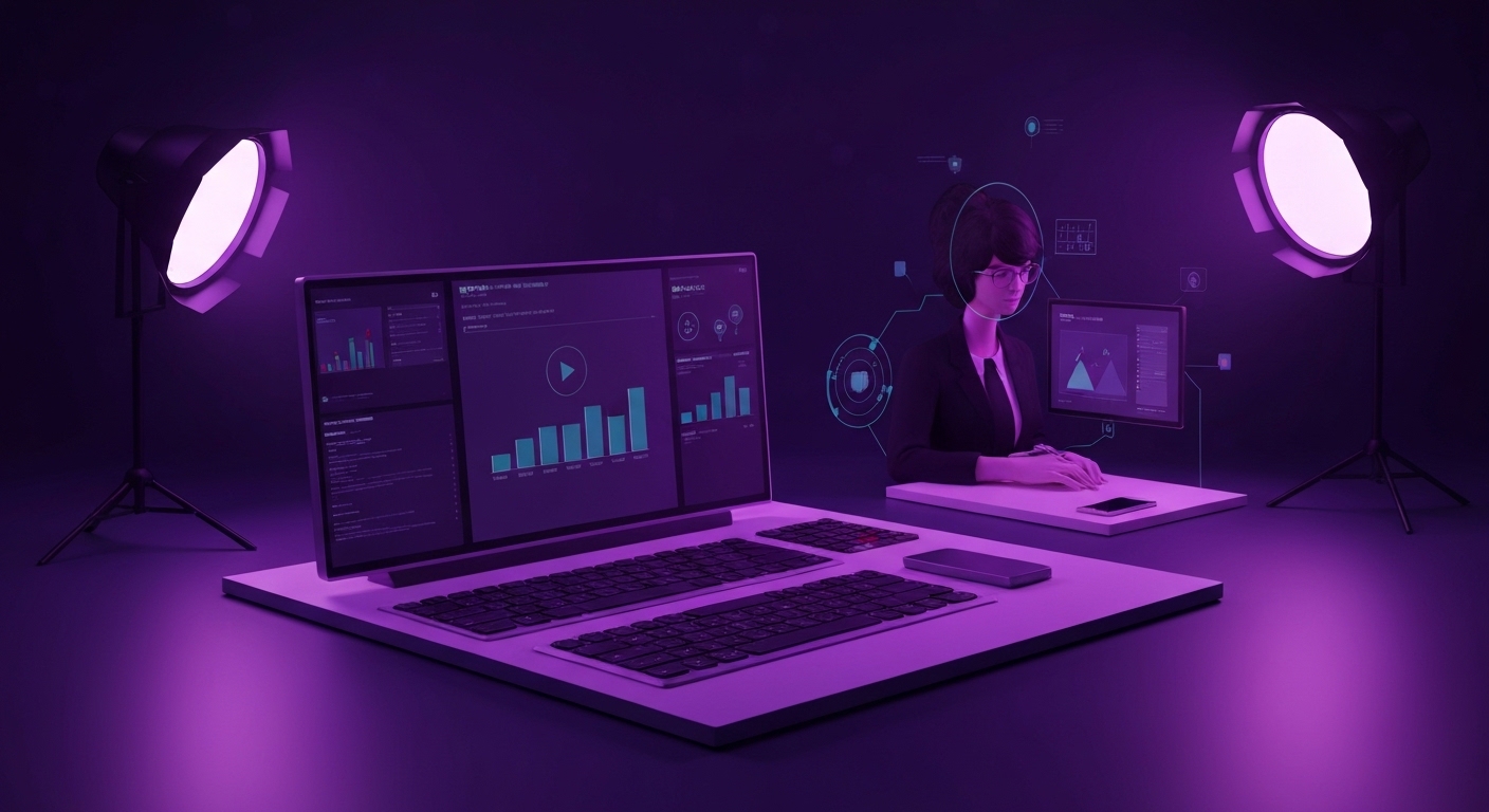 Profesional de marketing analizando datos de inteligencia artificial en una pantalla digital