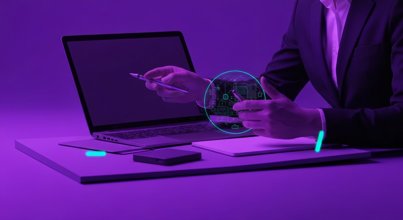 Profesional de marketing analizando datos de inteligencia artificial en una pantalla digital